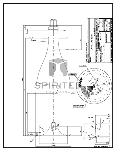 Data sheet for 5L Burgundy wine bottle, Antique Green - SPI-1036 AG